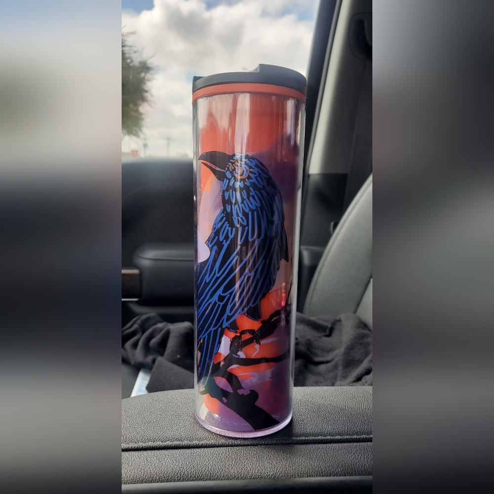 NEW Starbucks Halloween 2022 Raven Acrylic Cold Drink Cup, 16oz